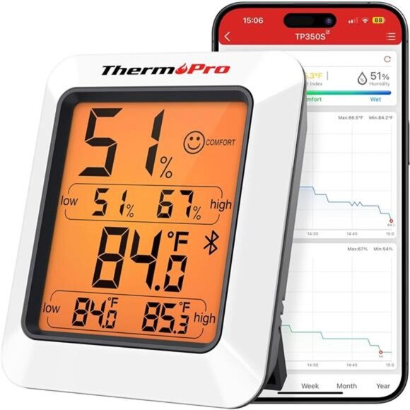 ThermoPro Bluetooth Hygrometer Indoor Outdoor Room Temperature Humidity Monitor - Picture 1 of 8